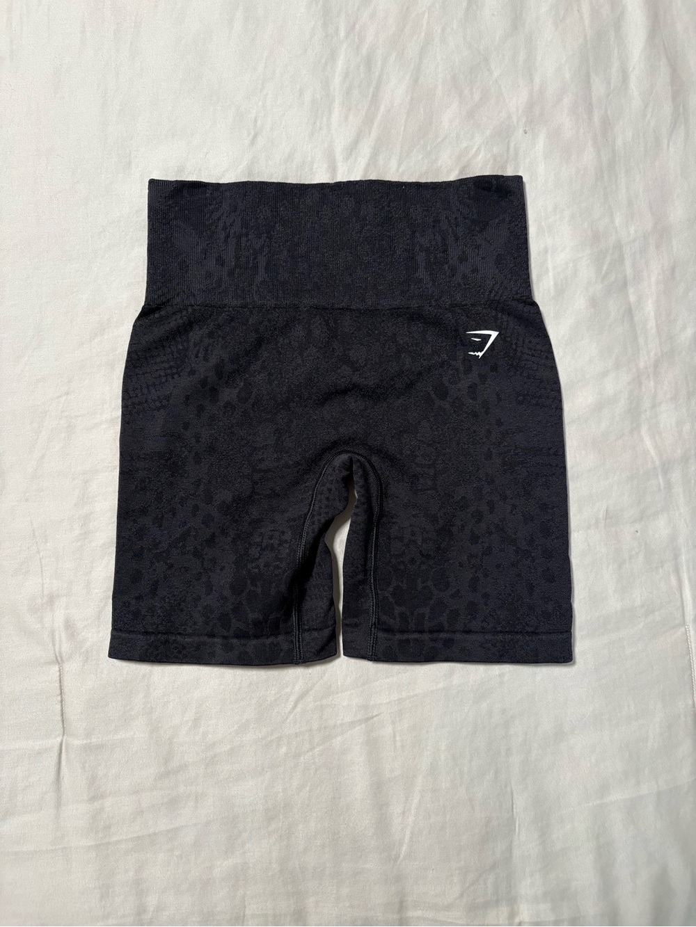 Gymshark Black High-Rise Seamless Leopard-Textured Bike Shorts